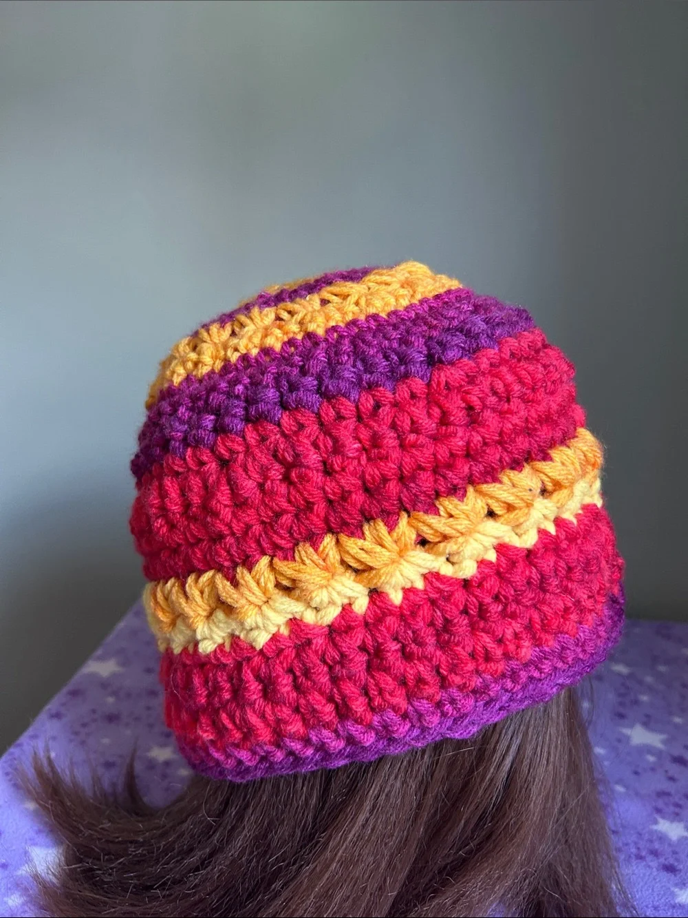 Hand-Crocheted Multicolor Sunflower Beanie - Yellow Accent medium